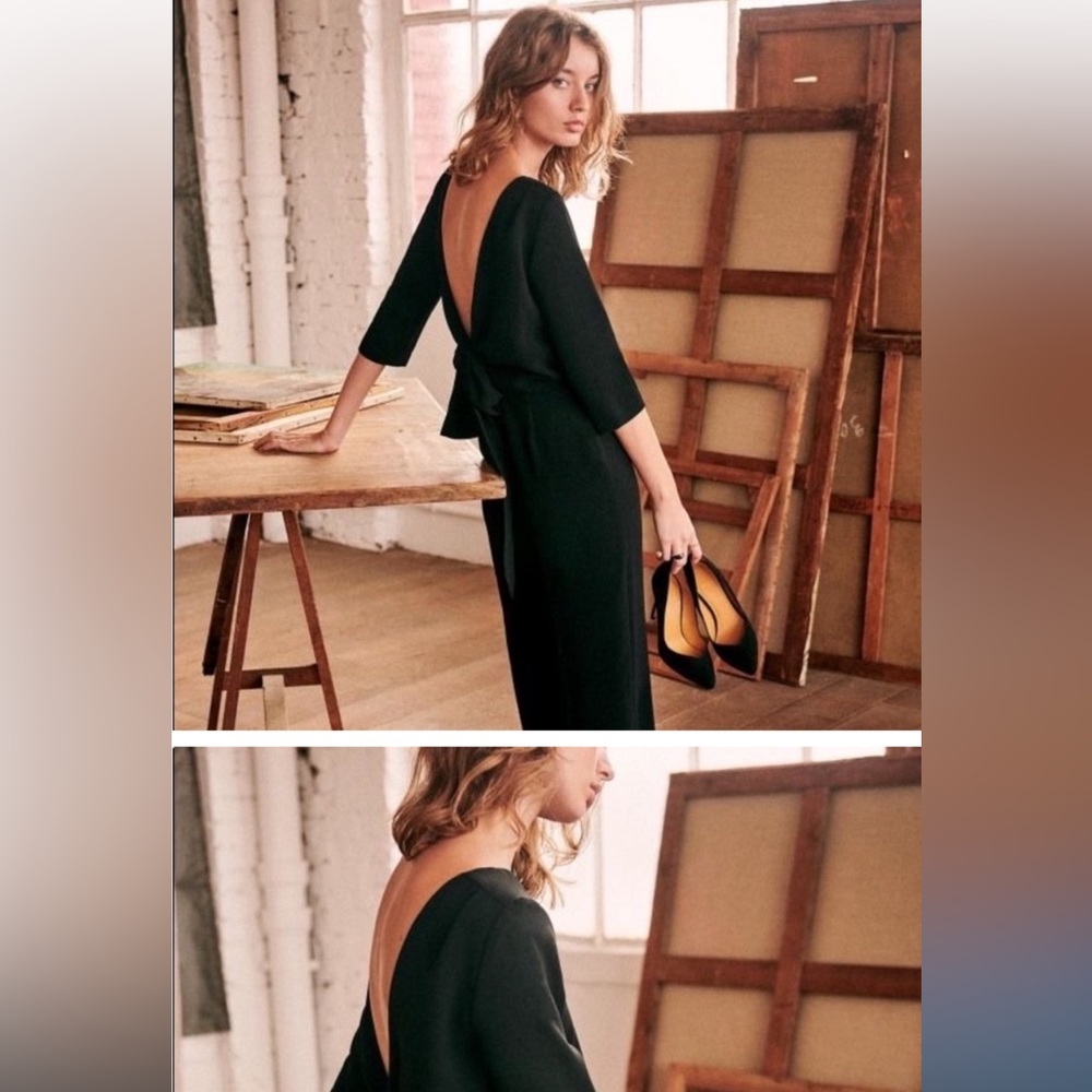 Sezane Black Jumpsuit w/ Bow Back